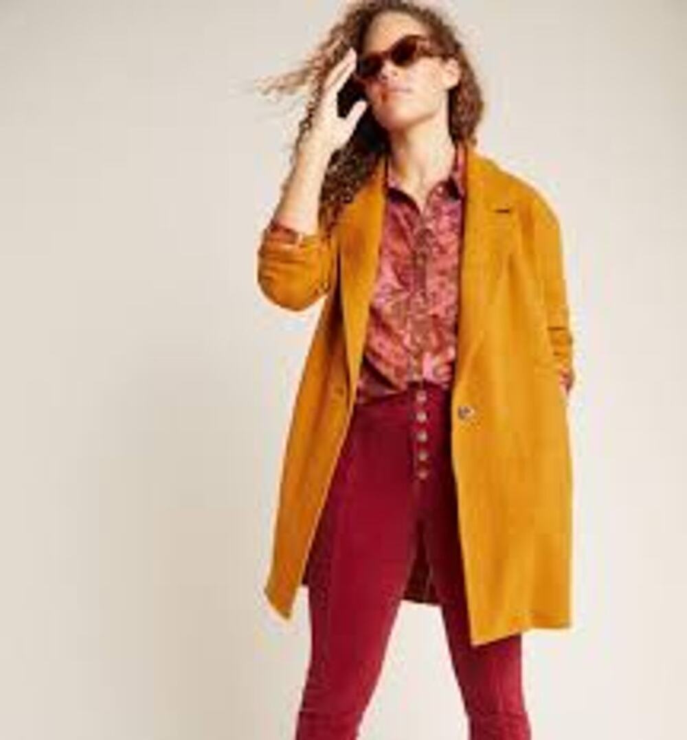 Anthropologie Corinthia Menswear Blazer Longline Fall Oversized Knit Women XS